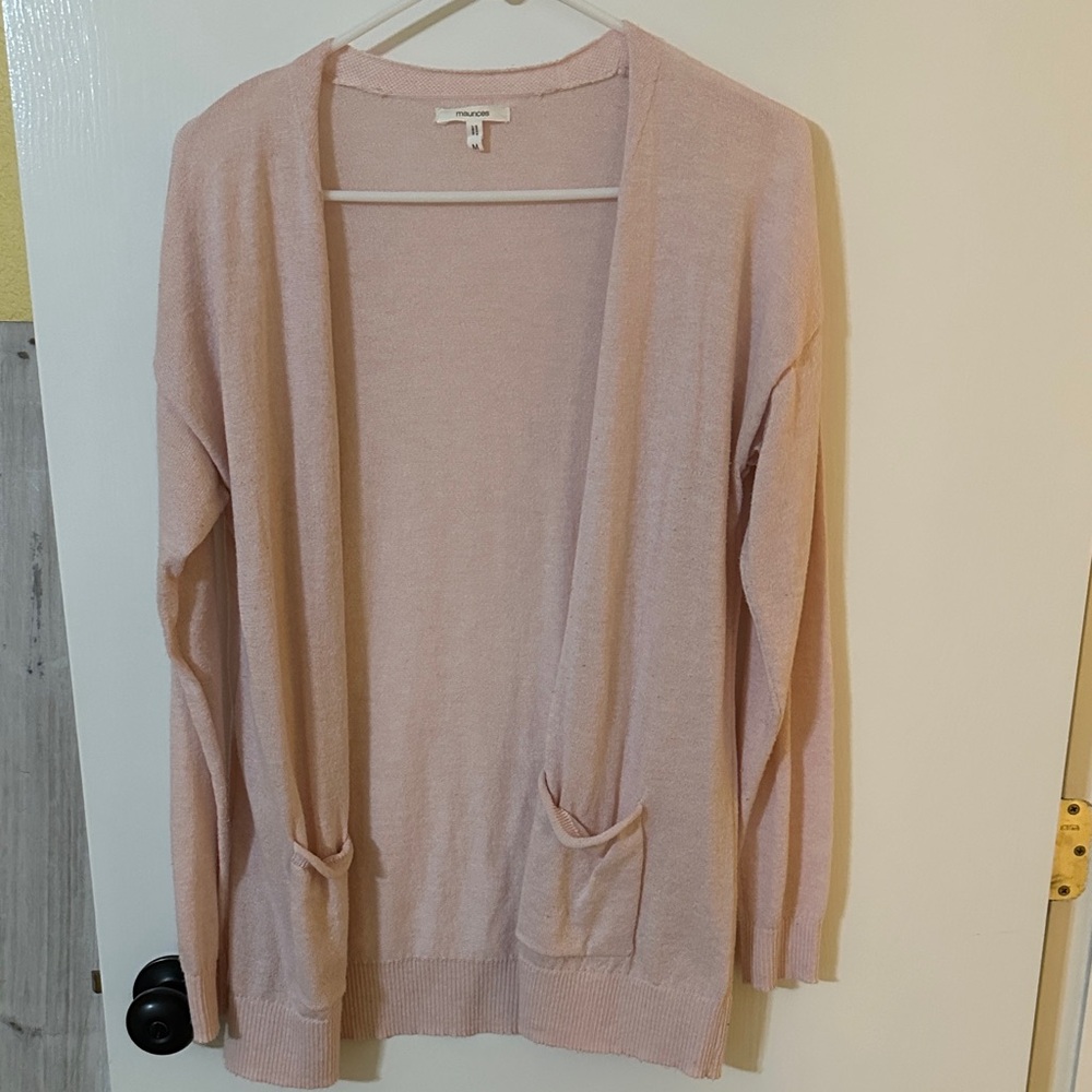 Maurices Light Pink Open-Front Cardigan
